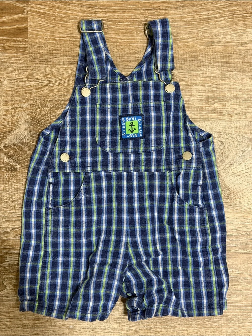 Vintage OshKosh B’Gosh Plaid Anchor Overalls 12M